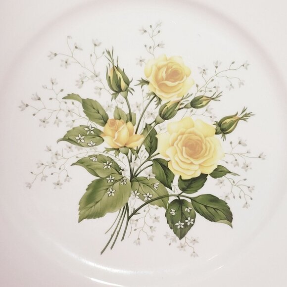 Vintage Jackson Yellow Roses Babys Breath Decorative Plate - Picture 7 of 11